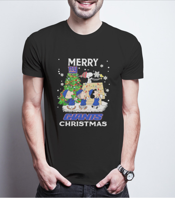 Merry Christmas Peanuts New York Giants T-Shirt