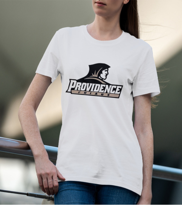 Providence Friars Athletics Team Emblem Iconic Black And White Hooded Figure T-Shirt