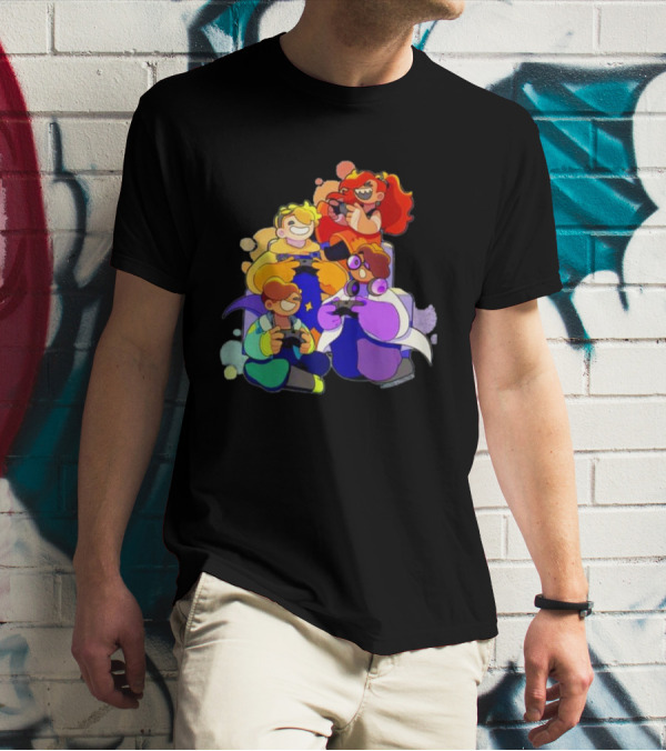 Bish Bash Bots Gaming Fun Characters Controller Crew T-Shirt