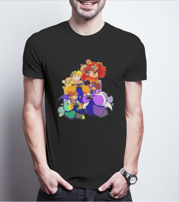 Bish Bash Bots Gaming Fun Characters Controller Crew T-Shirt