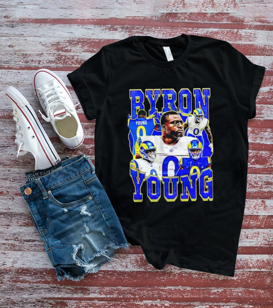 Byron Young Los Angeles Rams Picture Collage T-Shirt