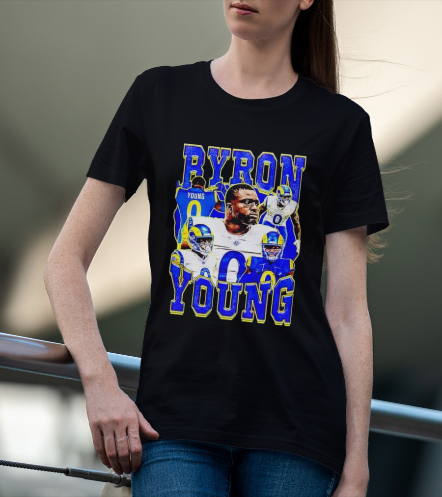 Byron Young Los Angeles Rams Picture Collage T-Shirt