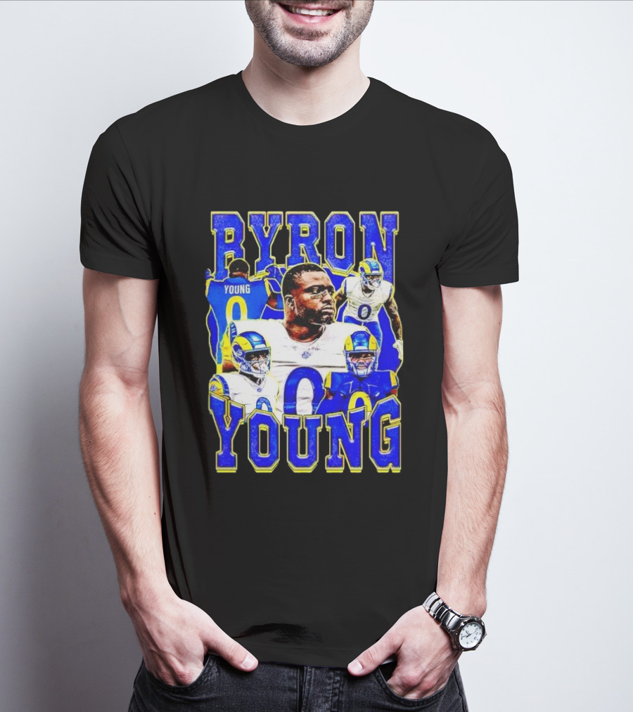 Byron Young Los Angeles Rams Picture Collage T-Shirt