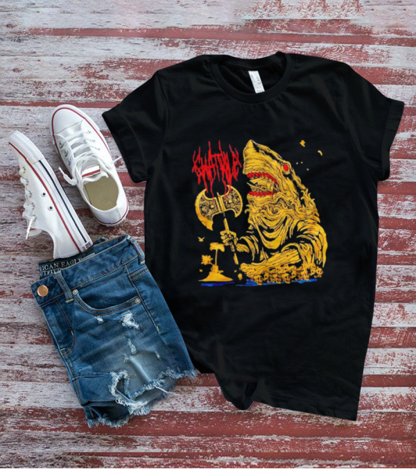 Chat Pile Shark With Axe On Tropical Beach T-Shirt