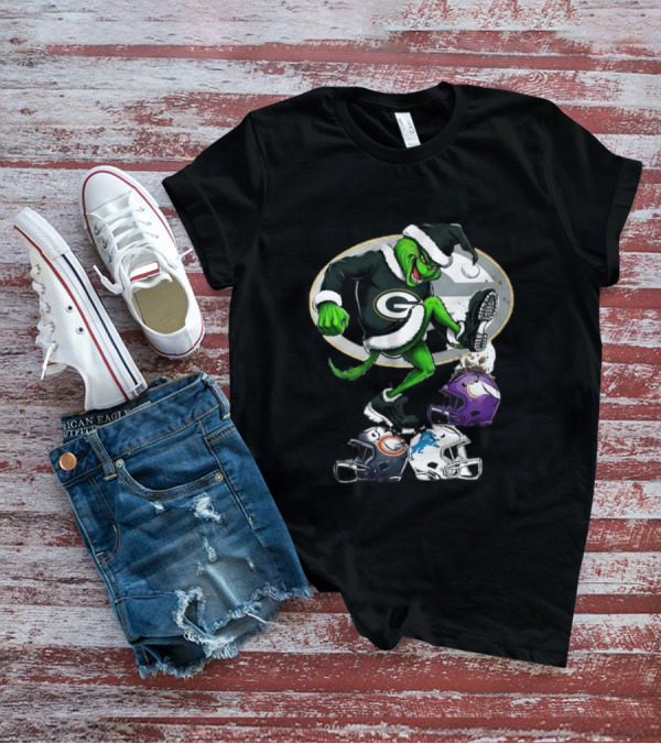 Green Bay Packers Grinch Crushing Rival Football Teams With Christmas Spirit T-Shirt