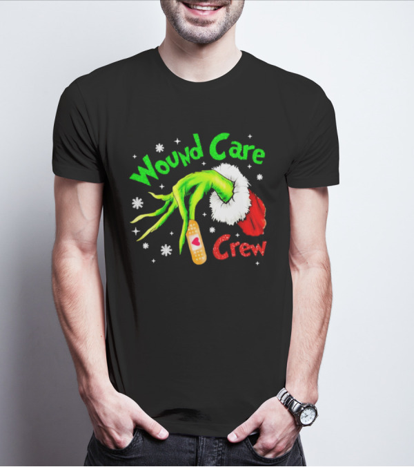 Wound Care Crew Grinch Hand Merry Christmas T-Shirt