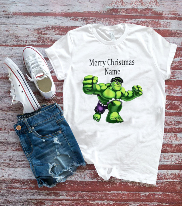 Merry Christmas Name Hulk Green T-Shirt