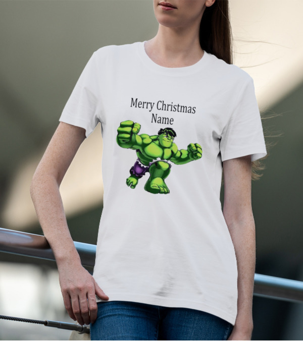 Merry Christmas Name Hulk Green T-Shirt