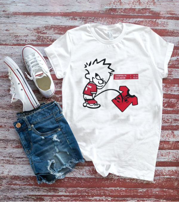 Liverpool FC 7-0 Man United Parody With Cartoon Boy Image T-Shirt