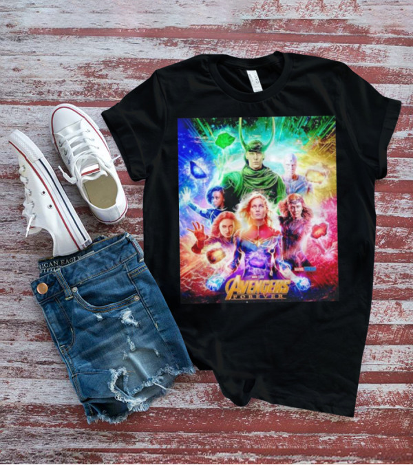 Marvel Studios Avengers Forever Loki Captain Marvel Scarlet Witch Vision Trail Of Infinity Stones T-Shirt