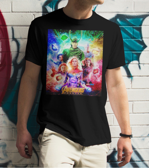 Marvel Studios Avengers Forever Loki Captain Marvel Scarlet Witch Vision Trail Of Infinity Stones T-Shirt