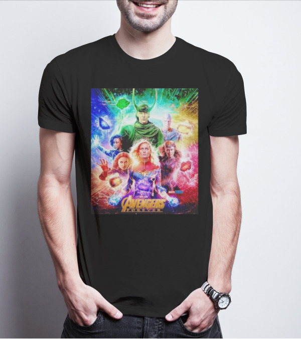 Marvel Studios Avengers Forever Loki Captain Marvel Scarlet Witch Vision Trail Of Infinity Stones T-Shirt