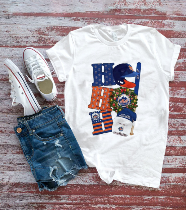 New York Mets Ho Ho Ho Merry Christmas Mets Baseball Holiday T-Shirt