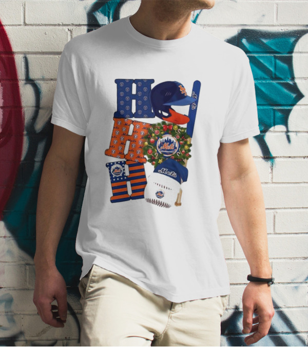 New York Mets Ho Ho Ho Merry Christmas Mets Baseball Holiday T-Shirt