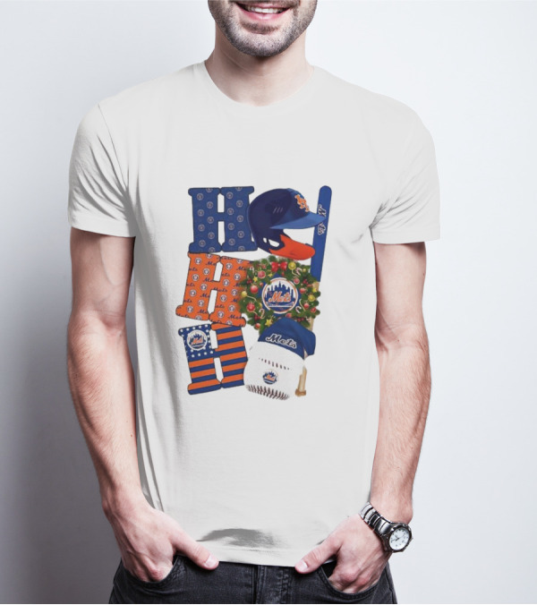 New York Mets Ho Ho Ho Merry Christmas Mets Baseball Holiday T-Shirt