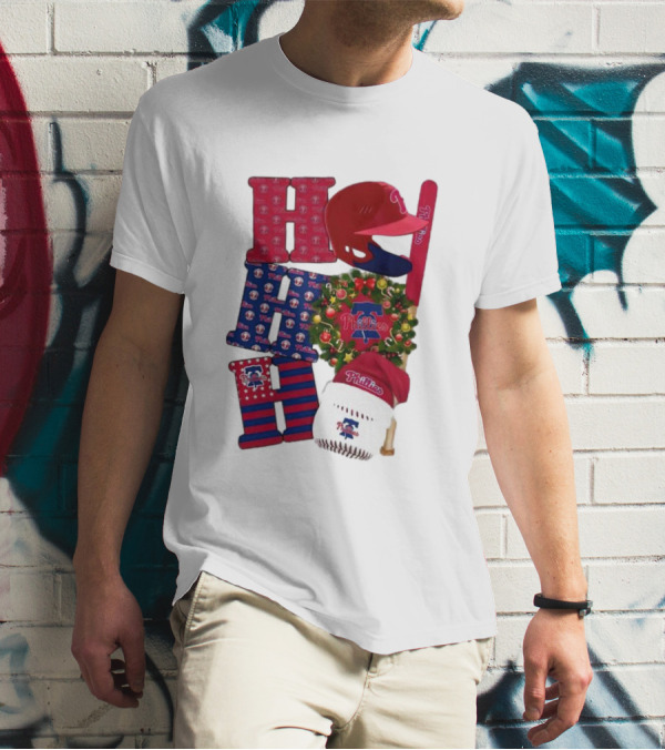 Philadelphia Phillies Ho Ho Ho Merry Christmas Sports Fan T-Shirt