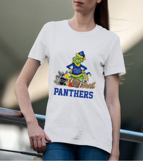 Pittsburgh Panthers Grinch Max Dog Christmas Football T-Shirt