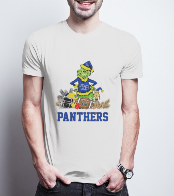 Pittsburgh Panthers Grinch Max Dog Christmas Football T-Shirt
