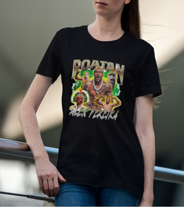 Poatan Alex Pereira Warrior Spirit Brazilian Flag Moai Statue T-Shirt