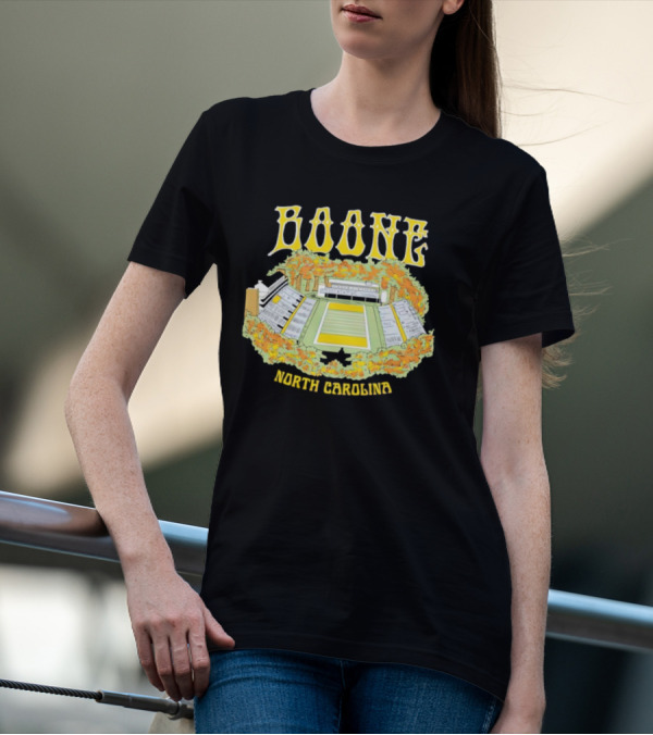 Boone North Carolina Stadium Football Field Autumn Leaves T-Shirt