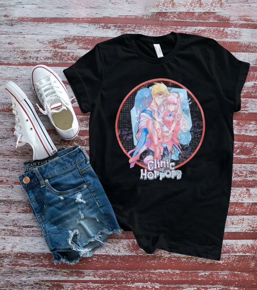 Clinic Of Horrors Anime Characters In Pink And Blue Circle T-Shirt