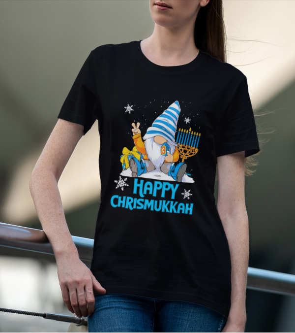 Happy Chrismukkah Gnome Menorah Snowflakes T-Shirt