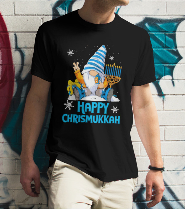 Happy Chrismukkah Gnome Menorah Snowflakes T-Shirt