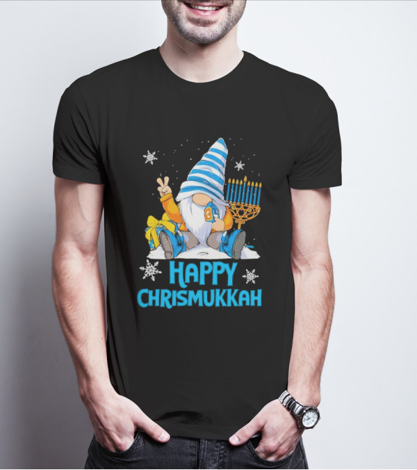 Happy Chrismukkah Gnome Menorah Snowflakes T-Shirt