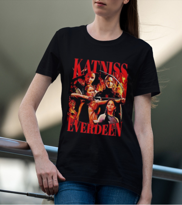 Katniss Everdeen Fiery Bow And Arrow Montage T-Shirt