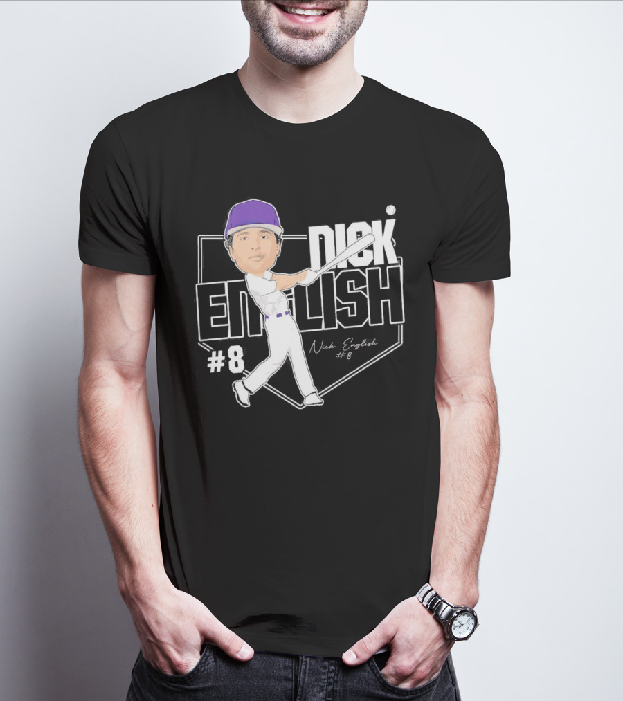 Nick English Caricature Signature Baseball Nick English #8 T-Shirt