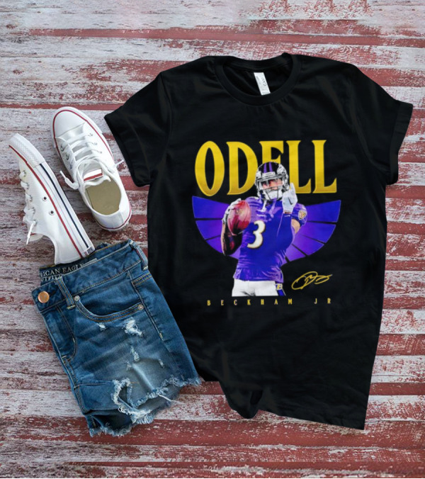 Odell Beckham Jr Baltimore Ravens Signature Number 3 Spotlight T-Shirt