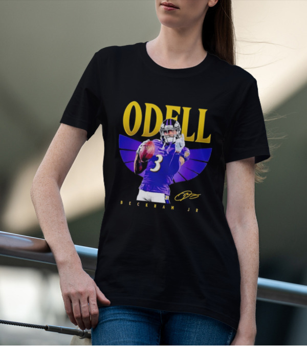 Odell Beckham Jr Baltimore Ravens Signature Number 3 Spotlight T-Shirt