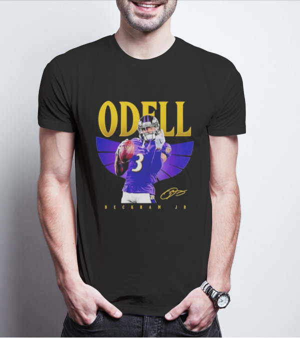 Odell Beckham Jr Baltimore Ravens Signature Number 3 Spotlight T-Shirt