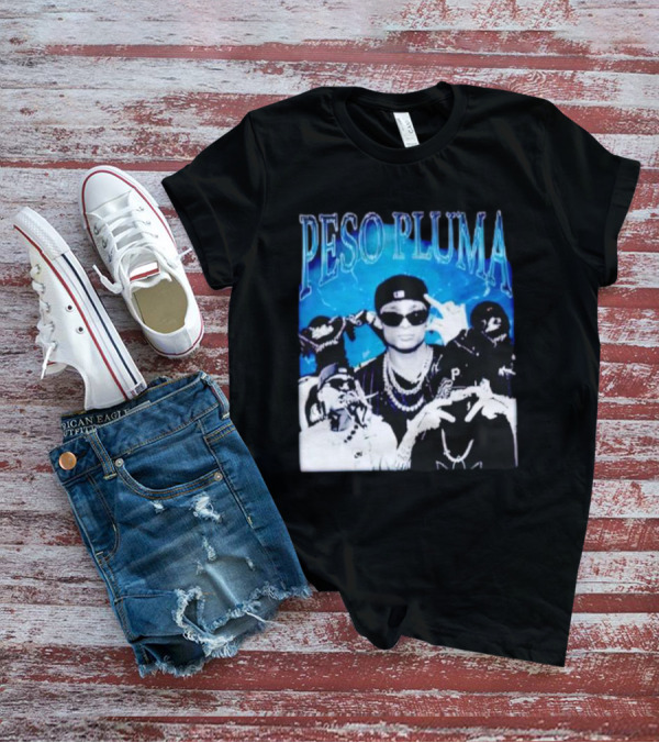 Peso Pluma Vintage Hip Hop Style Blue Tones T-Shirt