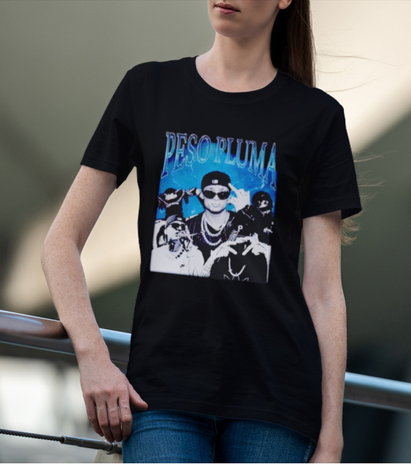 Peso Pluma Vintage Hip Hop Style Blue Tones T-Shirt