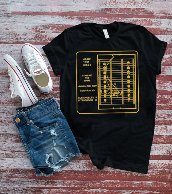 4th Qtr 12:04 3rd And 8 Pittsburgh Stalling The Rams January 20th 1980 Super Bowl XIV Los Angeles 19 Pittsburgh 31 T-Shirt