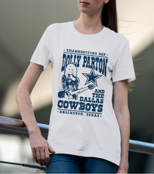 Thanksgiving Day Dolly Parton And The Dallas Cowboys Arlington Texas Star Guitar T-Shirt