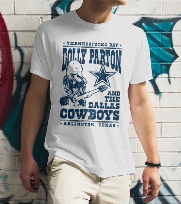 Thanksgiving Day Dolly Parton And The Dallas Cowboys Arlington Texas Star Guitar T-Shirt