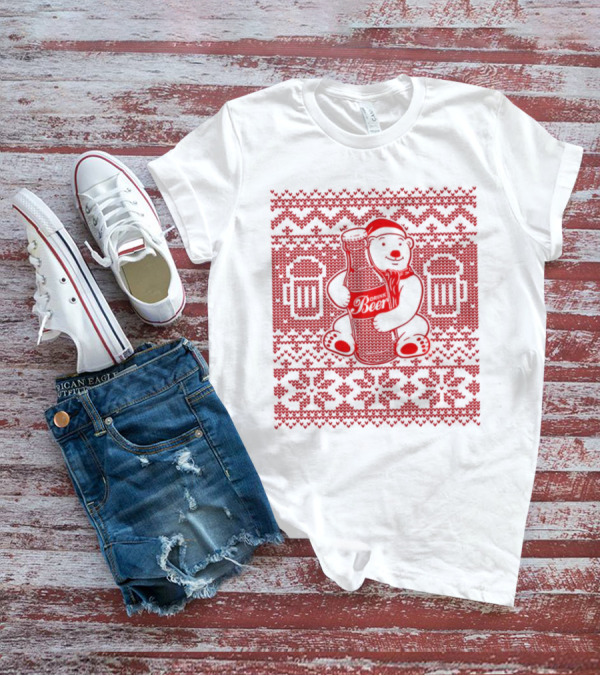 Bear Drink Beer Ugly Christmas T-Shirt