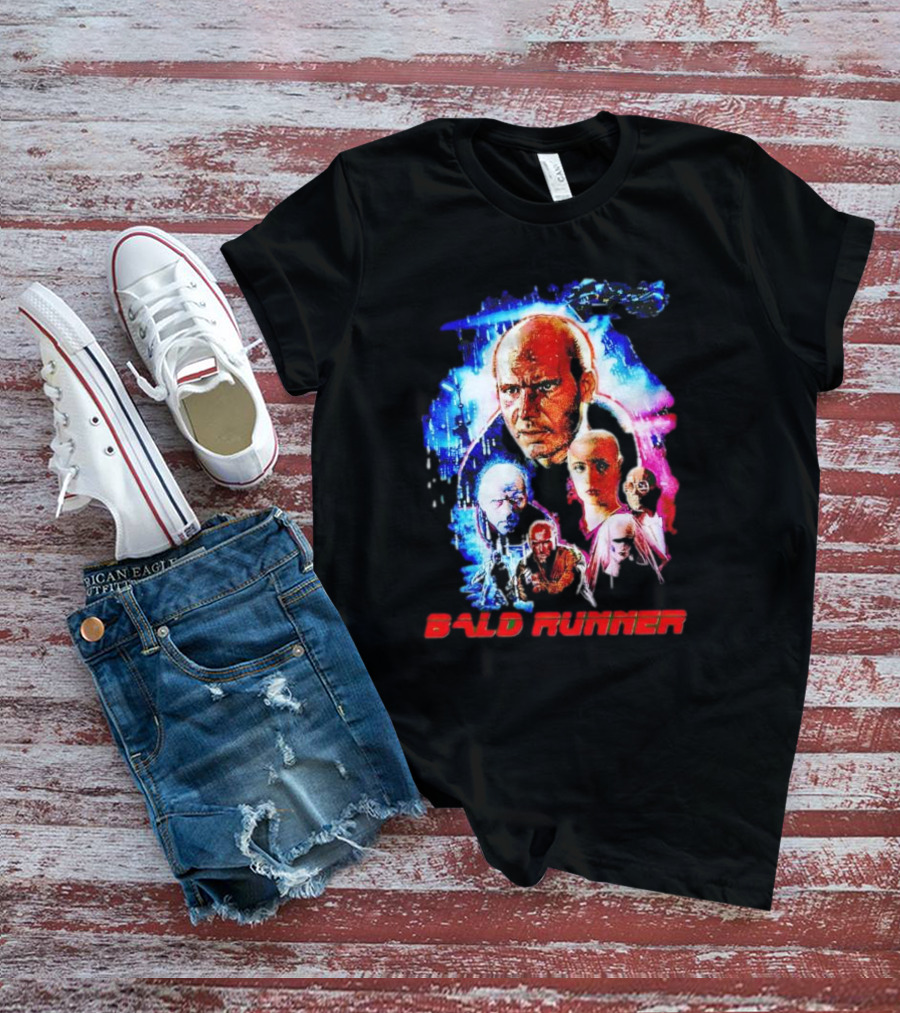 Bald Runner Sci-Fi Parody Character Montage T-Shirt