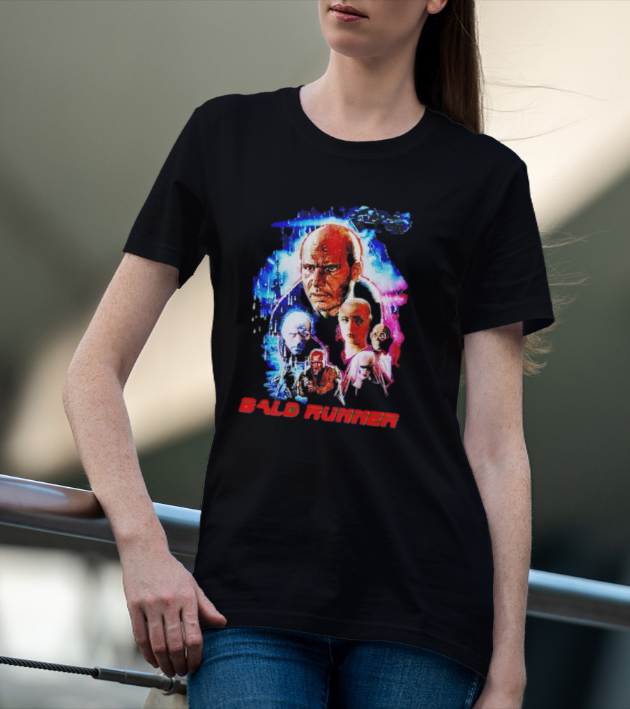 Bald Runner Sci-Fi Parody Character Montage T-Shirt