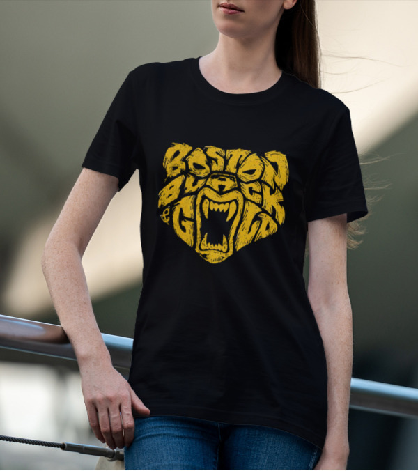 Boston Black And Gold Bear Face T-Shirt