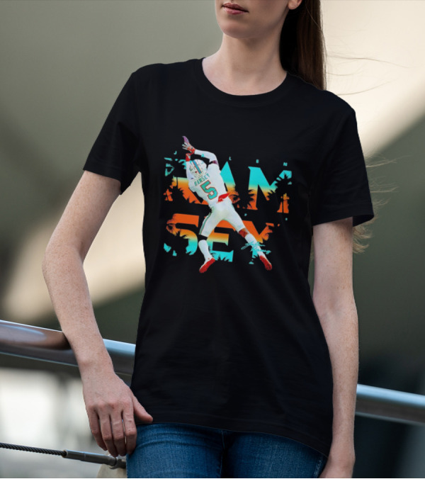 Jalen Ramsey Dolphins Interception Palm Sunset T-Shirt