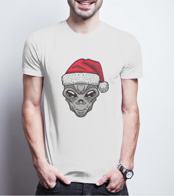 Santa Alien Christmas Hat Festive Extraterrestrial T-Shirt