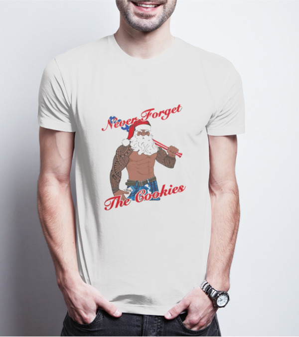 Tattoo Santa Never Forget The Cookies Christmas Holiday T-Shirt