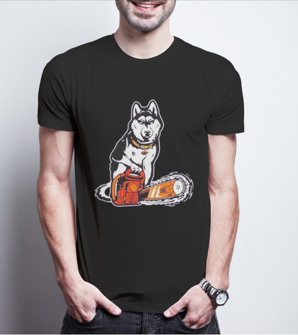 Washington Huskies Beaver Buster Chainsaw Dog T-Shirt
