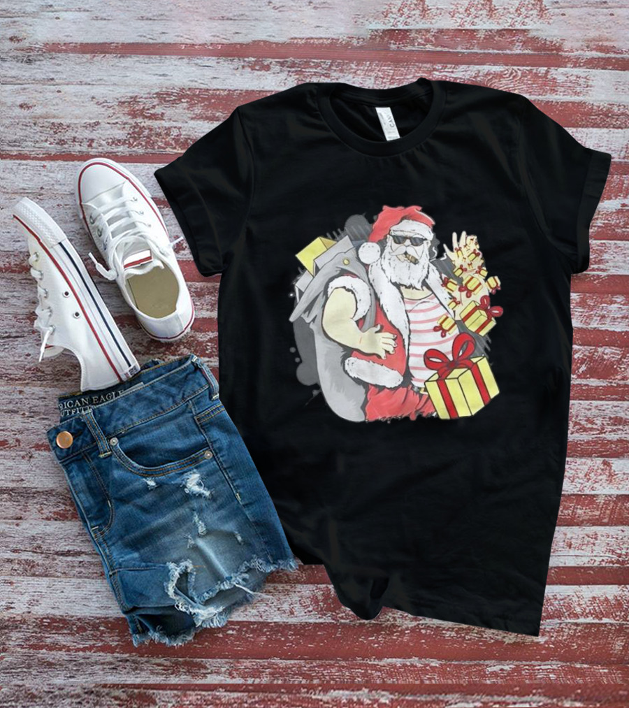 Santa Claus Cool Christmas Peace Sign Holiday Delivery T-Shirt