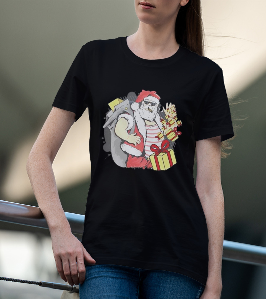 Santa Claus Cool Christmas Peace Sign Holiday Delivery T-Shirt