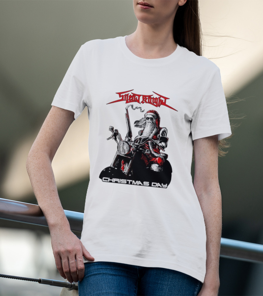 Silent Knight Santa Riding Motorcycle Christmas Day T-Shirt