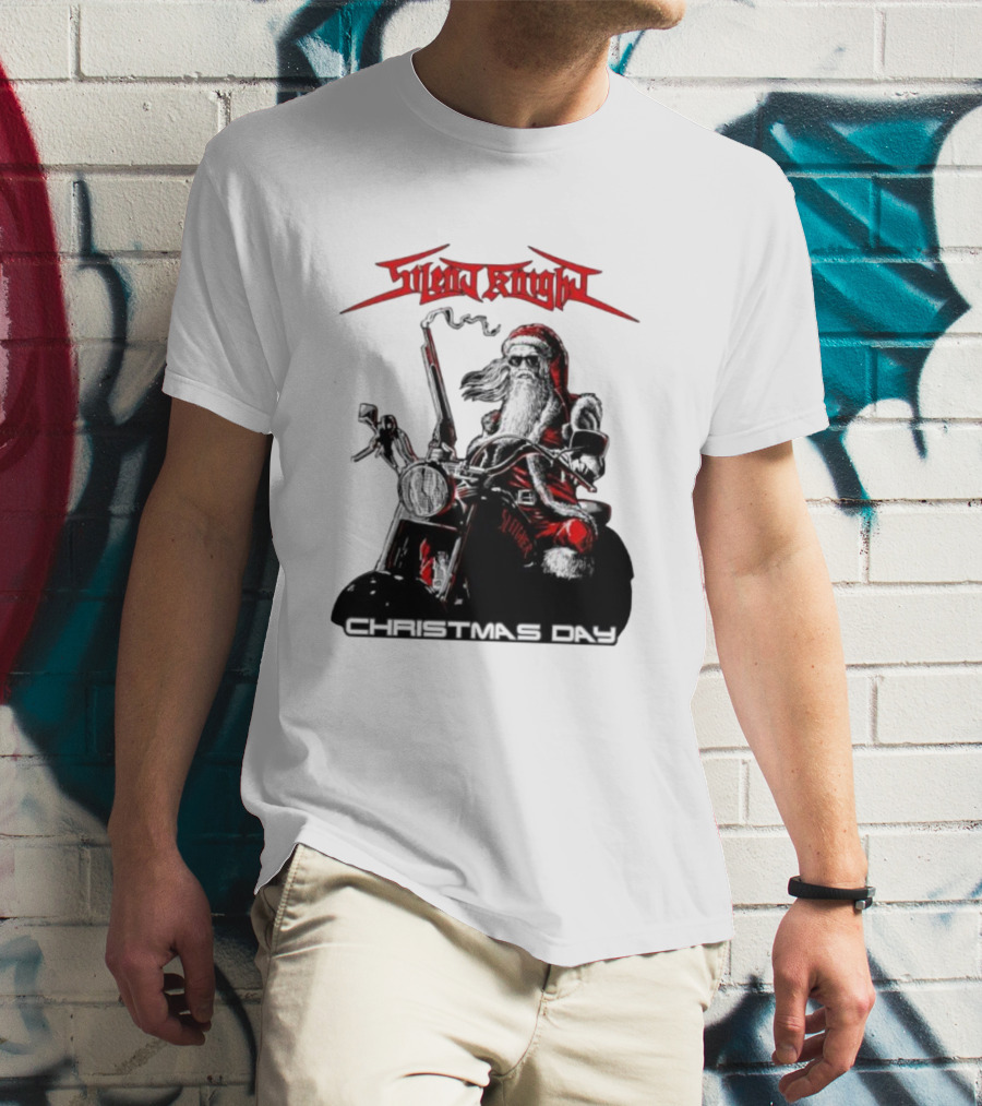 Silent Knight Santa Riding Motorcycle Christmas Day T-Shirt
